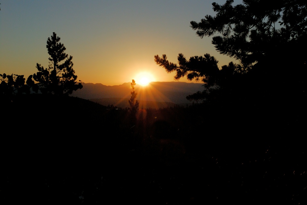 Sunrise from top of Twin Lakes Falls at Mammoth-1 8-3-06