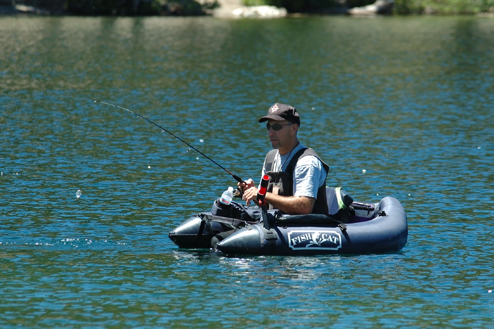 Steve in his fishing tube at Lake Mary at Mammoth-3 8-1-06