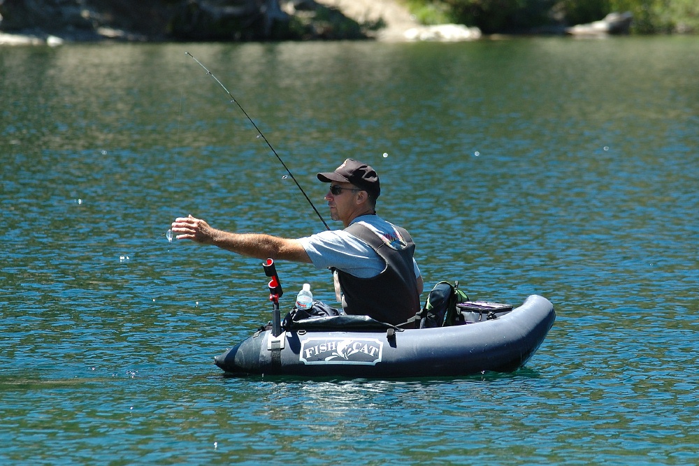 Steve in his fishing tube at Lake Mary at Mammoth-2 8-1-06