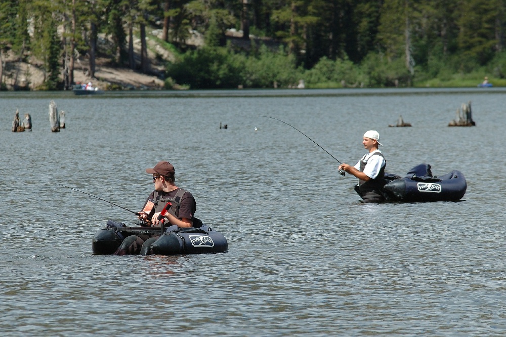 Brian Jeff tube fishing in Lake Mary at Mammoth 7-31-06