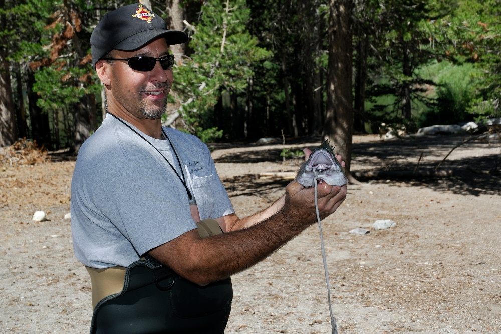 Steve with 6lb trout at Lake Mary at Mammoth-7 8-1-06