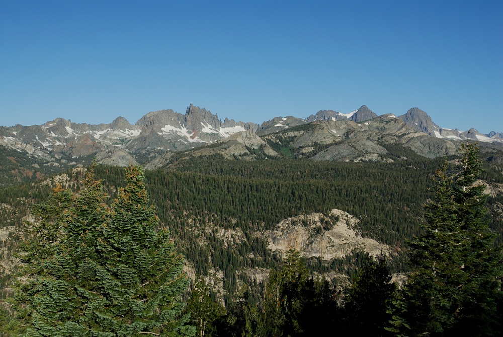 Minarets Banner & Ritter peaks from Minarets summit at Mammoth-1 8-2-06