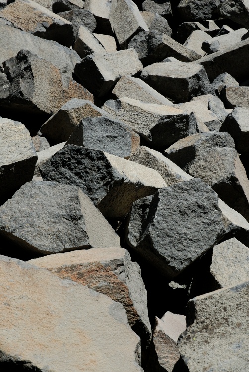 Hexagonal rocks at Devils Postpile at Mammoth 8-1-06