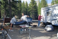 Haley Steve Tom at campsite at Lake Mary at Mammoth 7-31-06