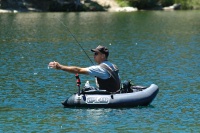 Steve in his fishing tube at Lake Mary at Mammoth-2 8-1-06