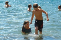 Kady & Chase in Lake MacLeod at Mammoth-1 8-2-06