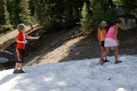 Chase Kady Danielle playing in snow at Lake MacLeod at Mammoth 8-2-06