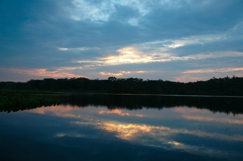 MK Sunset over lake at Sacha Lodge Ecuador-3 8-12-04