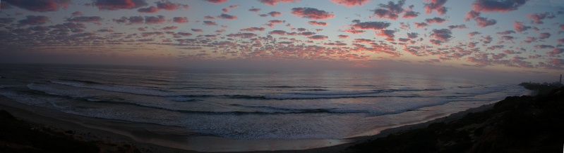 Sunset at Carlsbad beach pano